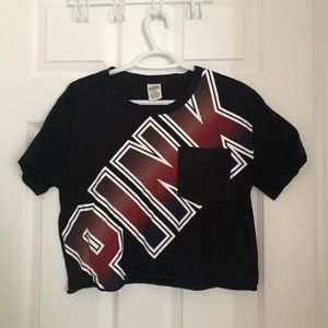 PINK pocket crop tshirt top